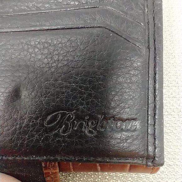 BRIGHTON VINTAGE BI-FOLD WALLET BLACK/BROWN TRIM - Picture 12 of 12